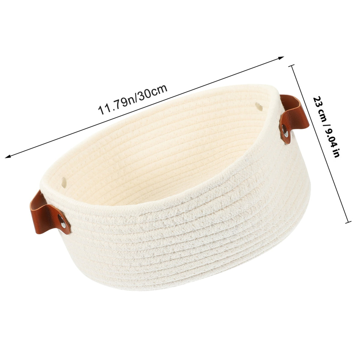 White Woven Storage Basket with Handle for Everyday Home Organization and Storage Solutions
