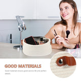 White Woven Storage Basket with Handle for Everyday Home Organization and Storage Solutions - Side View