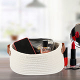 White Woven Storage Basket with Handle for Everyday Home Organization and Storage Solutions - Top-Down View
