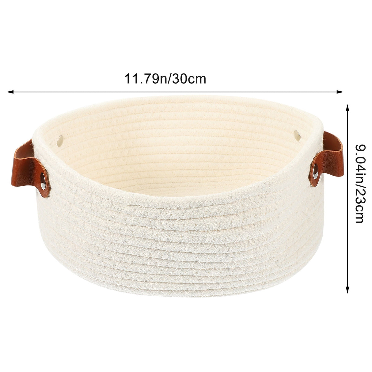White Woven Storage Basket with Handle for Everyday Home Organization and Storage Solutions