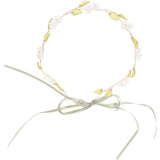 Lily of The Valley Floral Headband Golden Ribbon Design for Brides and Teens