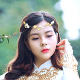 Lily of The Valley Floral Headband Golden Ribbon Design for Brides and Teens - 45-Degree Angle