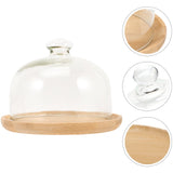 Transparent Glass Cake Tray with Dome Cover for Food Storage and Display, 1 Set - Front View