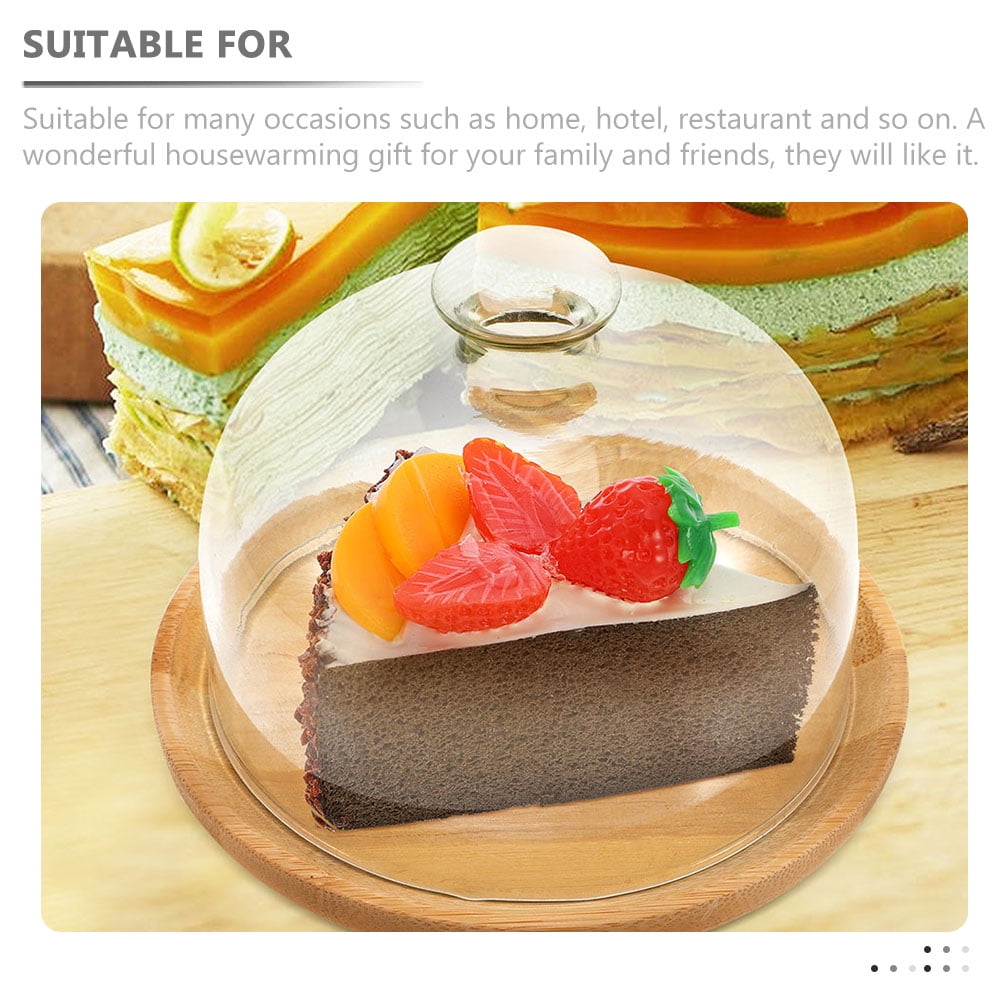 Transparent Glass Cake Tray with Dome Cover for Food Storage and Display, 1 Set