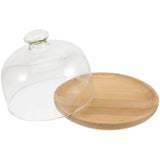 Transparent Glass Cake Tray with Dome Cover for Food Storage and Display, 1 Set