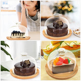 Transparent Glass Cake Tray with Dome Cover for Food Storage and Display, 1 Set