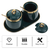 1 Set Sugar Bowls with Lid Tray Spoons Seasoning Boxes Salt Containers