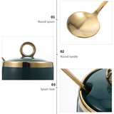 1 Set Sugar Bowls with Lid Tray Spoons Seasoning Boxes Salt Containers - Rear View