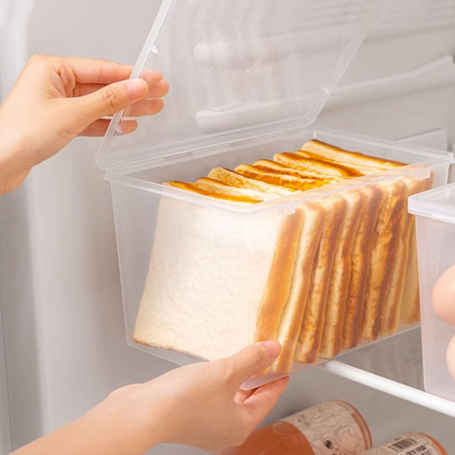 Storage Bins with Lids Airtight Bread Storage Containers Bread Bin Plastic Reusable Loaf Cake Clear Bread Dispenser Fresh Bread Organizer Bin （7.48×5.12 in）