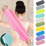 Back Scrub for Shower Exfoliating Washcloth Back Cloth Body Extended Length Scrub Towel Nylon Exfoliating Stretchable Pull Strap Wash Cloth for Bath Body Scrub Washcloth 45 x 20 cm Beige