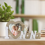 Mr & Mrs Love Picture Frame for Wedding,Wooden Heart Shape Wedding Decor for Reception, Ceremony and Anniversary Party Valentine'S Day Valentines Day Gifts As Show A - Front View