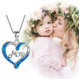 Necklace for Mom 925 Silver Love Heart Pendant Necklace Birthstones Jewelry Blue Sapphire Pearl Simulated and More Stones Jewelry Women Birthday Mother's Day Silver - Front View