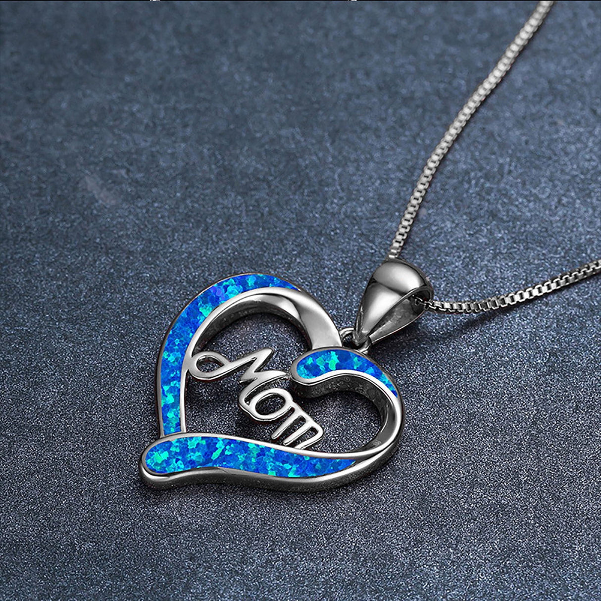 Necklace for Mom 925 Silver Love Heart Pendant Necklace Birthstones Jewelry Blue Sapphire Pearl Simulated and More Stones Jewelry Women Birthday Mother's Day Silver