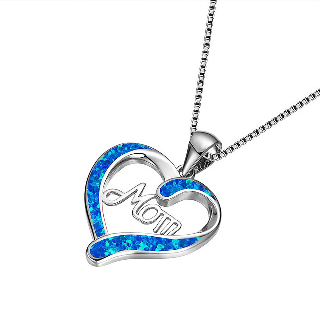 Necklace for Mom 925 Silver Love Heart Pendant Necklace Birthstones Jewelry Blue Sapphire Pearl Simulated and More Stones Jewelry Women Birthday Mother's Day Silver