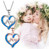 Necklace for Mom 925 Silver Love Heart Pendant Necklace Birthstones Jewelry Blue Sapphire Pearl Simulated and More Stones Jewelry Women Birthday Mother's Day Silver