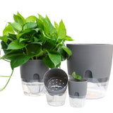 Self Watering Planter, 4 Inch Self Watering Pots for Indoor Plants, Self Watering Planters with Wick Rope for All House Herbs, Plants, Violets and Dahlias Gray