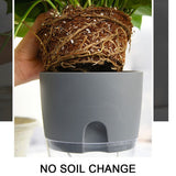 Self Watering Planter, 4 Inch Self Watering Pots for Indoor Plants, Self Watering Planters with Wick Rope for All House Herbs, Plants, Violets and Dahlias Gray - 45-Degree Angle