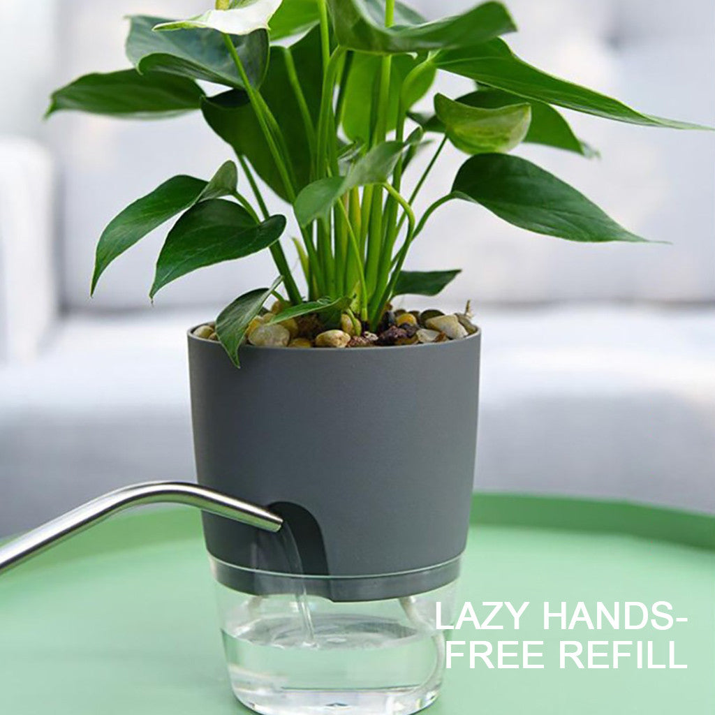 Self Watering Planter, 4 Inch Self Watering Pots for Indoor Plants, Self Watering Planters with Wick Rope for All House Herbs, Plants, Violets and Dahlias White