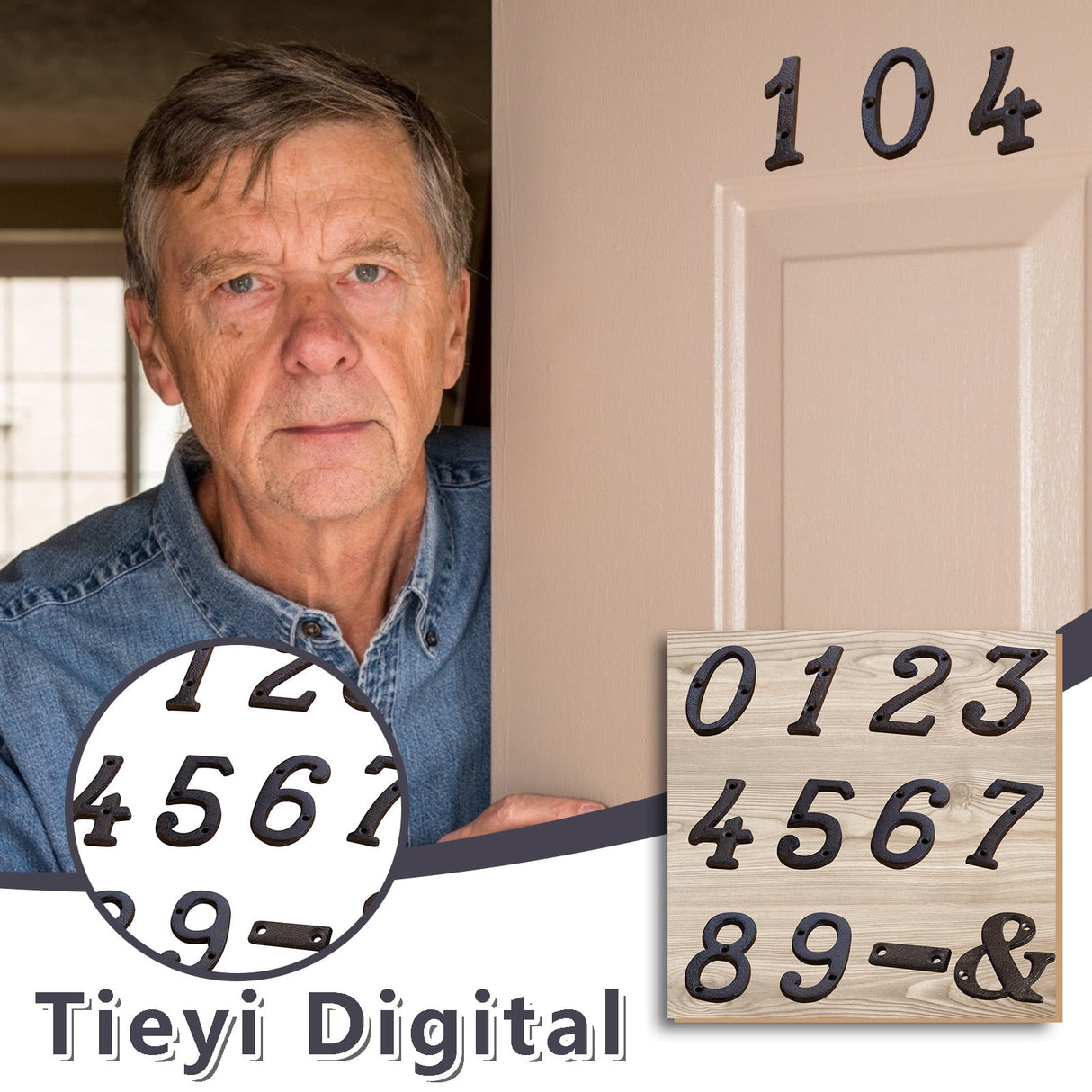 3 inch Iron House Number, Iron Black House Numbers for Outside, Metal Mailbox Numbers for Outside, Home Address Numbers for House, Matching Screws D