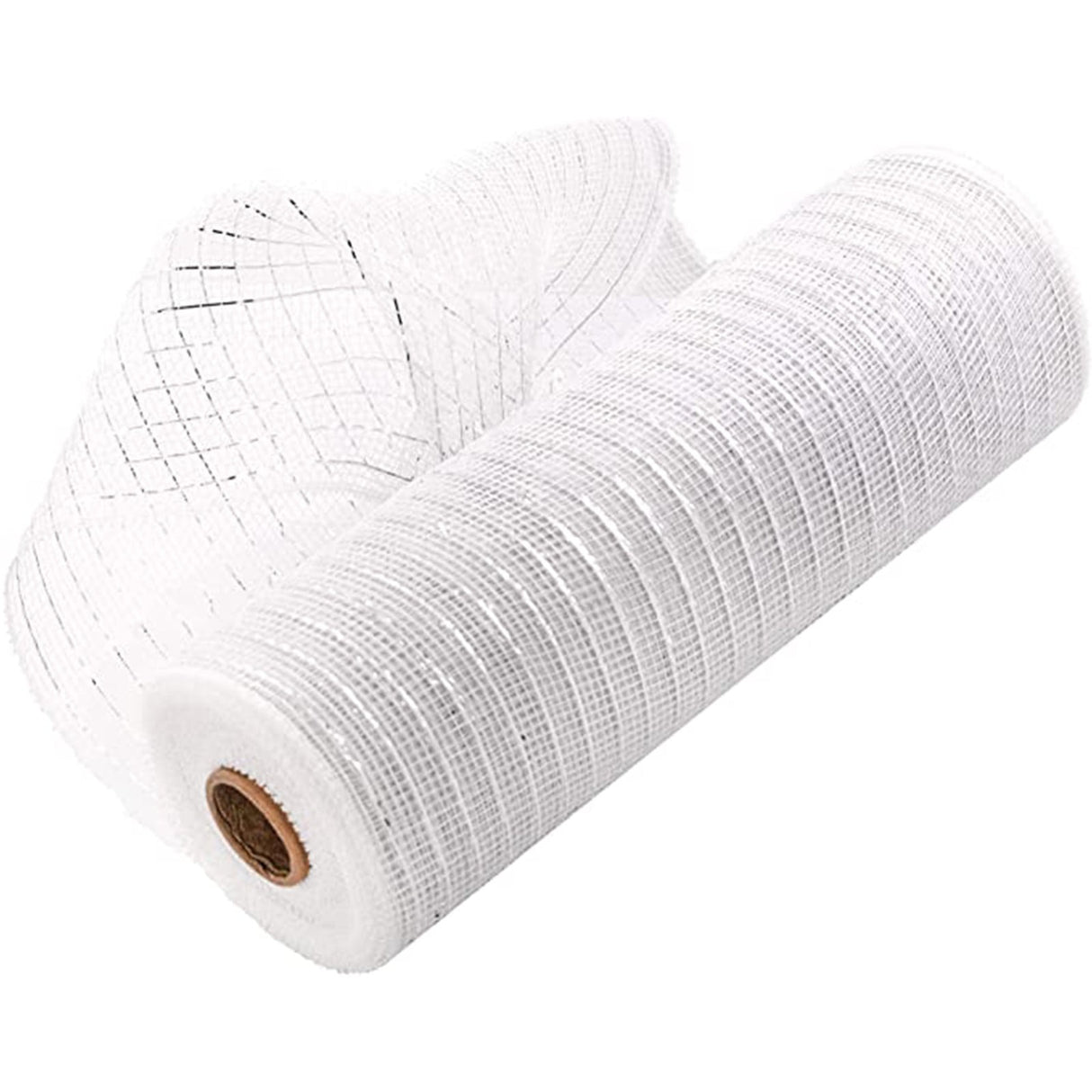 10 Inch x 30 Feet Deco Poly Mesh Ribbon, Metallic Foil Poly Mesh Ribbon, for Wreaths, Swags, Craft, Wedding, Party and Decorating Supplies White