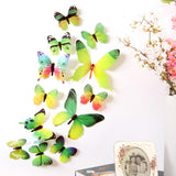 12Pcs Butterfly Wall Decals, 3D Butterfly Wall Stickers Removable DIY Home Decorations Art Decor Wall Stickers Murals for Kids Bedroom Living Room Classroom Office Green