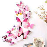 12Pcs Butterfly Wall Decals, 3D Butterfly Wall Stickers Removable DIY Home Decorations Art Decor Wall Stickers Murals for Kids Bedroom Living Room Classroom Office Pink