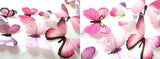 12Pcs Butterfly Wall Decals, 3D Butterfly Wall Stickers Removable DIY Home Decorations Art Decor Wall Stickers Murals for Kids Bedroom Living Room Classroom Office Pink - Front View