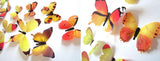 12Pcs Butterfly Wall Decals, 3D Butterfly Wall Stickers Removable DIY Home Decorations Art Decor Wall Stickers Murals for Kids Bedroom Living Room Classroom Office Yellow