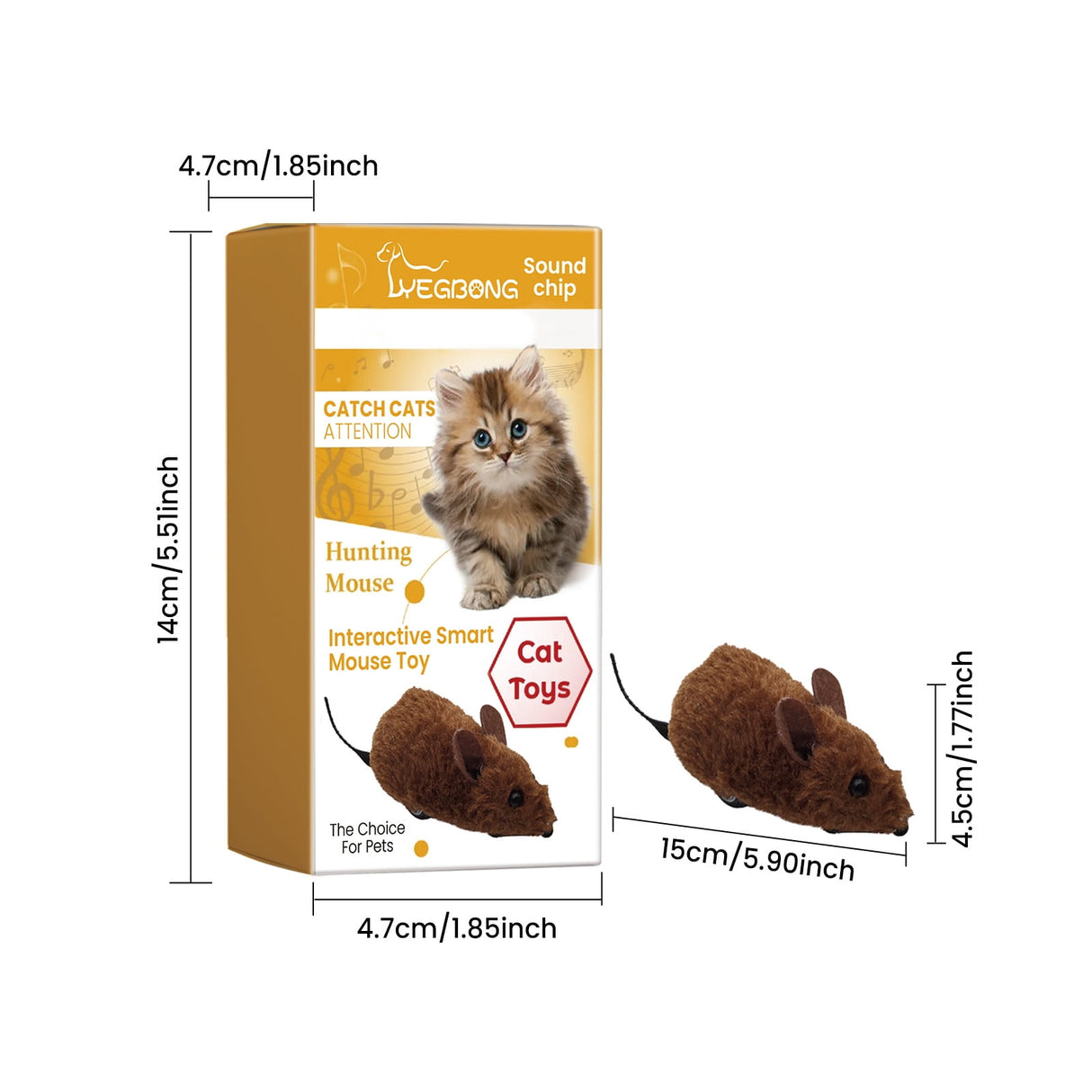 Interactive Toys for Indoor Cats, Mouse Toys with Electronic Realistic Squeaky Sound, Automatic Moving Kitten Toys Electric Mice Toy Self Play Exercise Brown