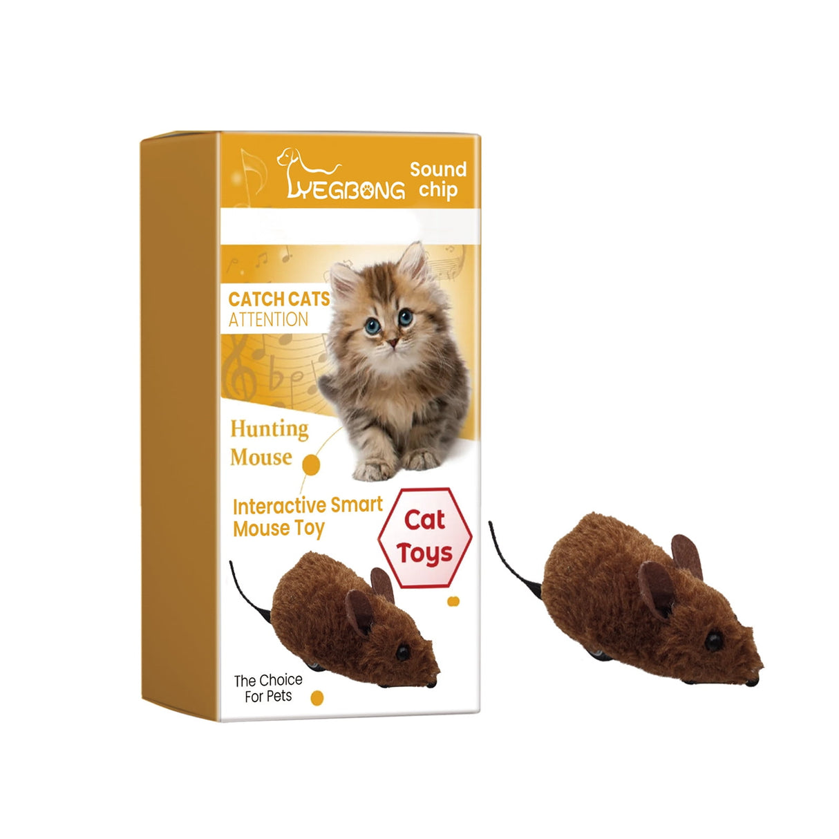 Interactive Toys for Indoor Cats, Mouse Toys with Electronic Realistic Squeaky Sound, Automatic Moving Kitten Toys Electric Mice Toy Self Play Exercise Brown
