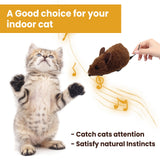Interactive Toys for Indoor Cats, Mouse Toys with Electronic Realistic Squeaky Sound, Automatic Moving Kitten Toys Electric Mice Toy Self Play Exercise Brown