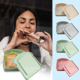 Sandwich Containers, Reusable Sandwich Box Container, Sandwich Holder Bread Container for Adults, BPA Free, Microwave & Dishwasher Safe, Office, Camping Green - Rear View
