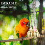 Rattle The Bell Parrot Toy for Large Birds - Stainless Steel Cage Decor for Parakeets, Cockatiels, and Small Tail Birds - 45-Degree Angle