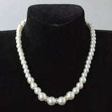 Pearl Necklace and Earring Set Simulated Shell Pearls Round White Silver Pearl Stud Earrings Bracelets Wedding Jewelry Sets for Bride Bridesmaid Women Necklaces for Women Multicolor