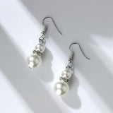 Pearl Necklace and Earring Set Simulated Shell Pearls Round White Silver Pearl Stud Earrings Bracelets Wedding Jewelry Sets for Bride Bridesmaid Women Necklaces for Women Multicolor