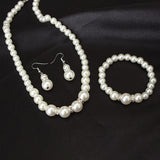 Pearl Necklace and Earring Set Simulated Shell Pearls Round White Silver Pearl Stud Earrings Bracelets Wedding Jewelry Sets for Bride Bridesmaid Women Necklaces for Women Multicolor