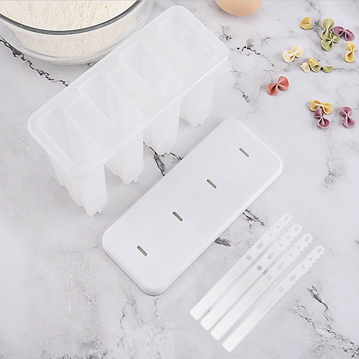 Popsicle Molds 4 Cavities BPA Free Silicone Popsicle Molds, Ice Molds Silicone Popsicle Maker Homemade Ice Cream Mold, Reusable Multicolor