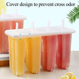 Popsicle Molds 4 Cavities BPA Free Silicone Popsicle Molds, Ice Molds Silicone Popsicle Maker Homemade Ice Cream Mold, Reusable Multicolor - Low Angle