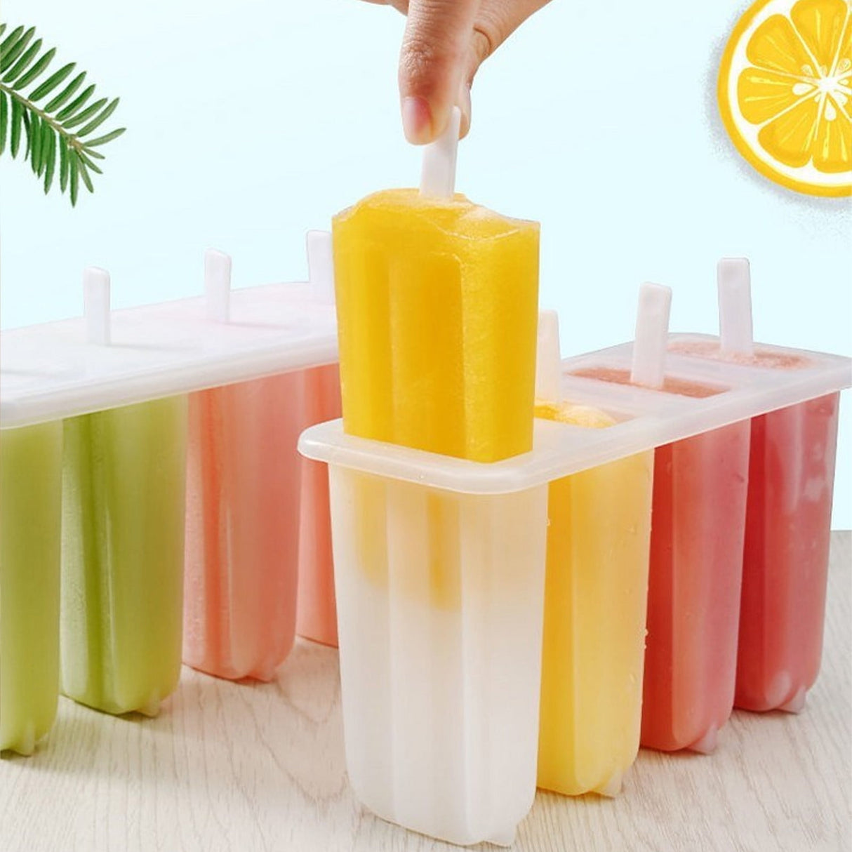 Popsicle Molds 4 Cavities BPA Free Silicone Popsicle Molds, Ice Molds Silicone Popsicle Maker Homemade Ice Cream Mold, Reusable Multicolor
