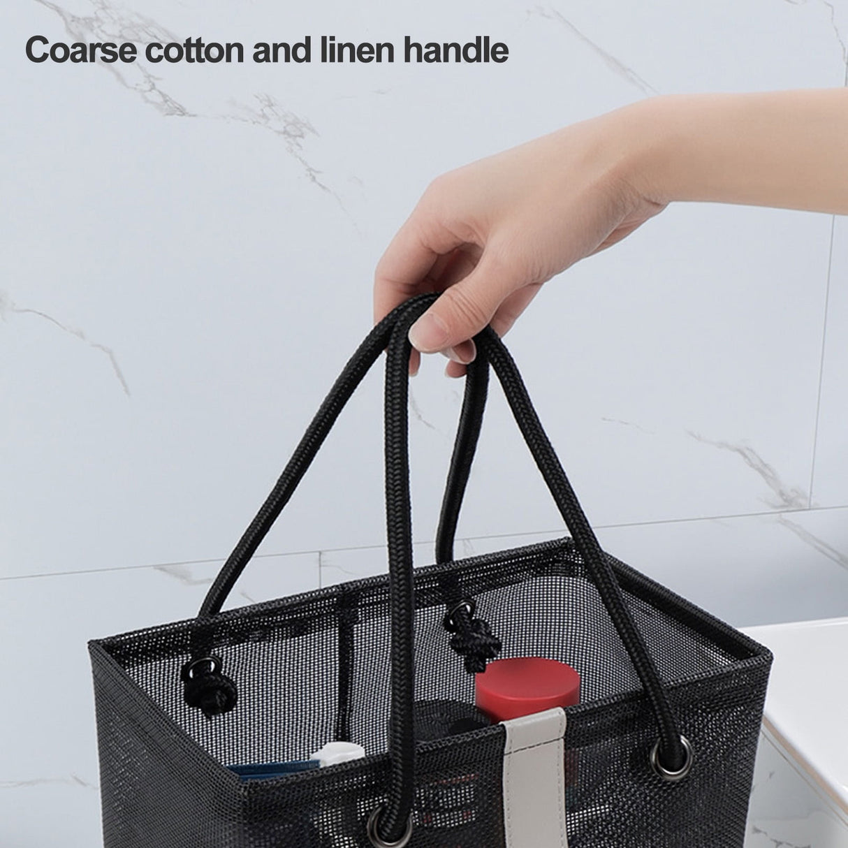 Mesh Shower Caddy Freestanding Portable Shower Tote Bag for College Dorm, Hanging Shower Caddy Dorm Basket, Bathroom, Gym, Travel, Quick Dry Hanging Shower Organizer for Toiletry Essentials 10.2×6.3×9.8 in Black