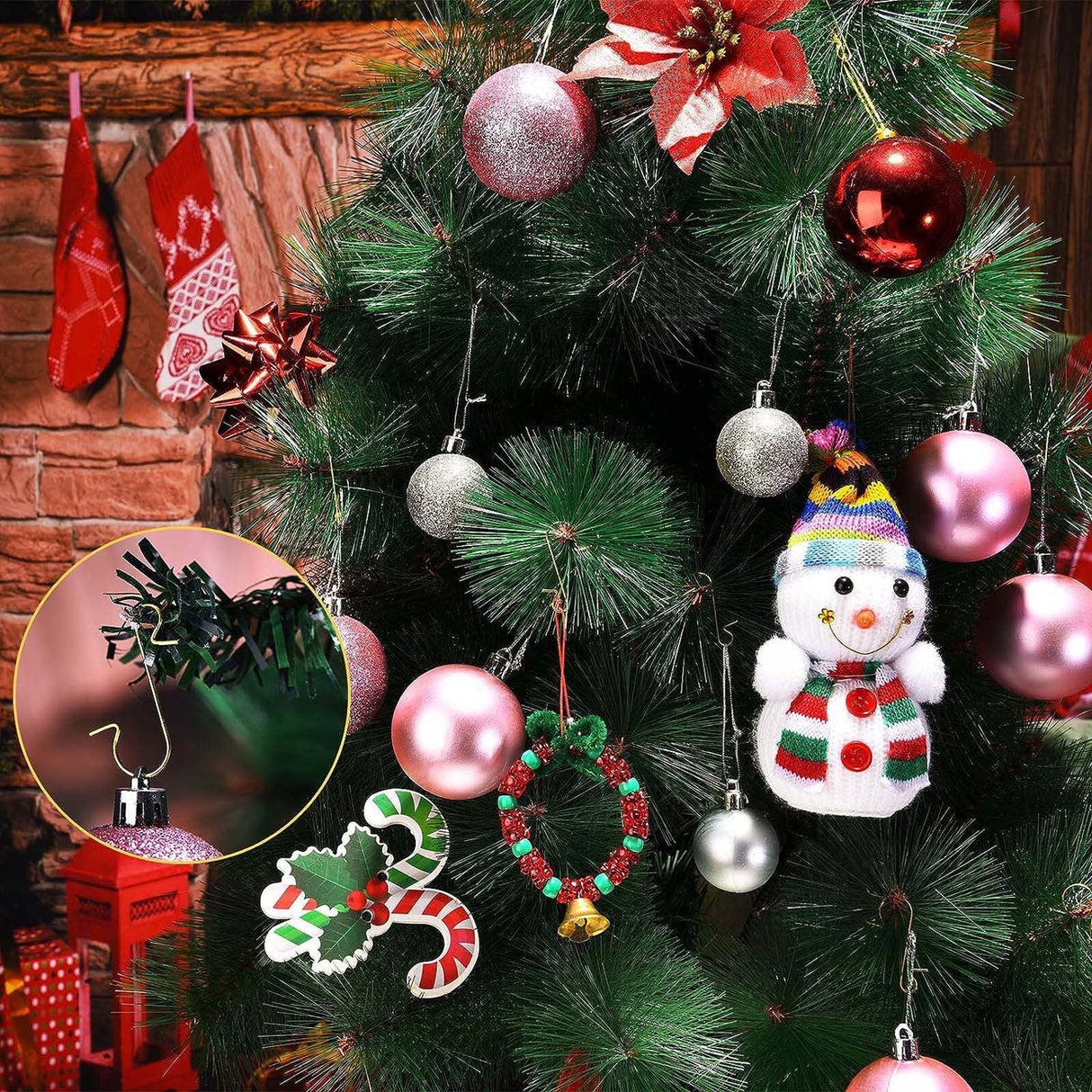 50 Pack Christmas Ornament Hooks 0.47*1.18in Stainless Steel S-Shaped Hangers for Christmas Tree Decoration Christmas Stocking Balls Christmas Ornaments,Gold