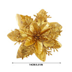 6 Pcs Glitter Poinsettia 5.5" Artificial Flowers Christmas with Clips Stems, Xmas New Year Tree Ornaments for Wedding Party Wreath Decoration (Silver)