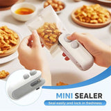 Mini Bag Sealer, USB-C Rechargeable 2 in 1 Heat Seal with Cutter and Magnet, Resealer Machine for Snack Bags (2 pcs, White and Blue) - Front View