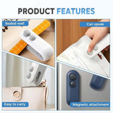 Mini Bag Sealer, USB-C Rechargeable 2 in 1 Heat Seal with Cutter and Magnet, Resealer Machine for Snack Bags (2 pcs, White and Blue) - Top-Down View