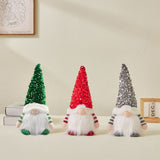 Lighted Christmas Gnome, Handmade Sequins Hat  , Light Up Plush Elf Toy Holiday Present, Battery Operated Winter Tabletop Christmas Decorations,3 pcs(red,gray,green)Single size 30 * 16cm