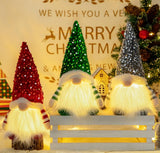 Lighted Christmas Gnome, Handmade Sequins Hat  , Light Up Plush Elf Toy Holiday Present, Battery Operated Winter Tabletop Christmas Decorations,3 pcs(red,gray,green)Single size 30 * 16cm - Front View