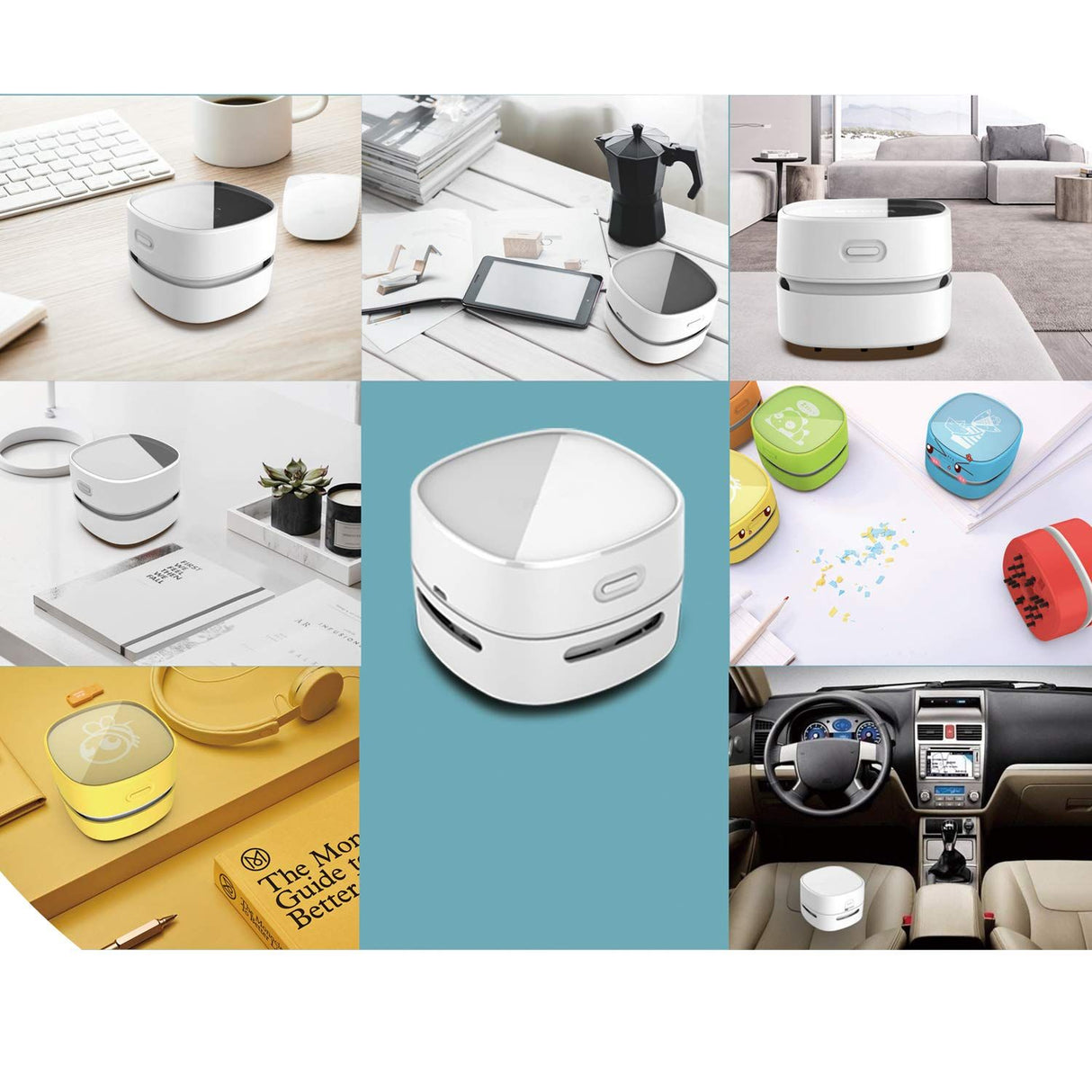 Vacuum Cleaner, Mini Table dust Sweeper Energy Saving,High Endurance mins, Rotatable Design for Keyboard/Home/School/Office (White Charging，7.9*7.9*6cm)
