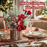 Christmas Decorations Indoor, Christmas Centerpiece Table Decorations, Small Artificial Tabletop/Desk Christmas Tree with Xmas Ornaments Pinecone Berry for Home Farmhouse  Décor (35*10cm)
