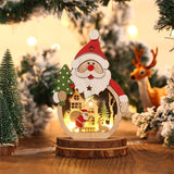2 Pcs Wooden Christmas Ornaments, Light Wooden Hanging Ornaments Santa Claus Snowman Ornaments for Christmas Tree，16*10.5*3.5cm（The packaging does not include batteries）
