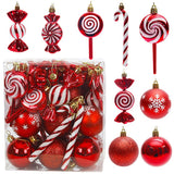 Christmas Tree Ornaments 36 pcs Multi-Size Candy Cane Shatterproof Ball Ornaments Set for Christmas Holiday Wreath & Party Decorations,Red